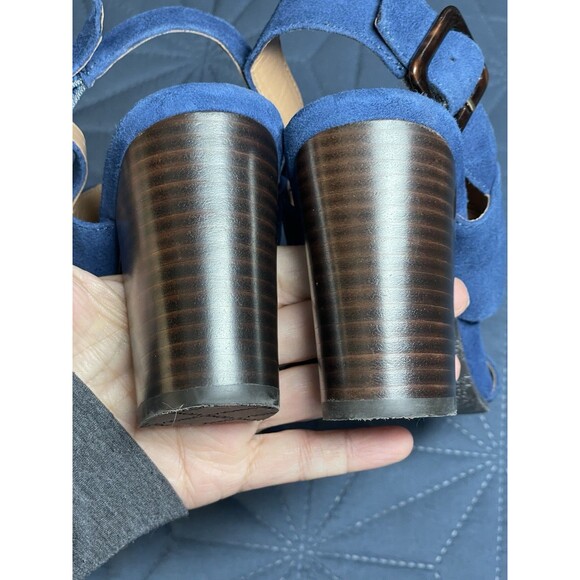 Vionic Women's Perk Bianca Suede Blue Heel Sandal Tortoise Buckle Size 8 Arch - Picture 8 of 13